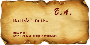 Balló Arika névjegykártya